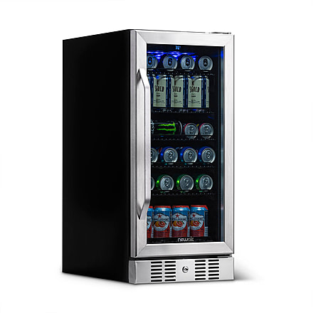 NewAir 15in Built-in Beverage Fridge - 96 Cans, Black / Stainless Steel, ABR-960