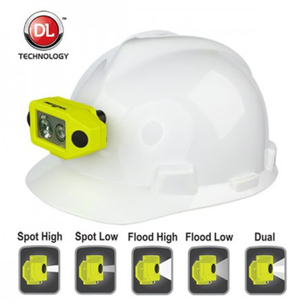 Nightstick X-Series Intrinsically Safe Low-Profile Dual-Light Headlamp, w/Hard Hat Clip, Green, XPP-5460GCX