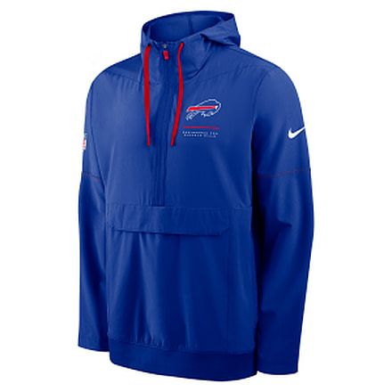 Nike Buffalo Bills Sideline Anorak Nike Mens NFL 1/2-Zip Hooded Jacket in Blue 03AT059K81-EKU, Blue, XL, male, 1016101711-00199296650188