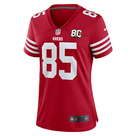 Nike George Kittle San Francisco 49ers 80th Anniversary Nike Womens NFL Game Jersey in Red 67NWSAGH9BF-2MR, Red, S, female, 1016122194-00199804383157