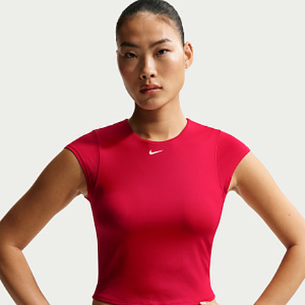 Nike Nike Womens Swim Effortless Essential Cap Sleeve Swim Top in Red NESSG237-642, Red, XL, female, 1016000577-00017371226380