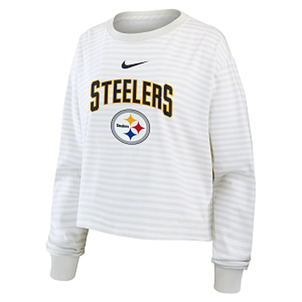 Nike Pittsburgh Steelers Primetime Nike Womens Cropped Long-Sleeve T-Shirt in White 05KV0CEB7L-PFN, White, XL, female, 1016102163-00199296513322