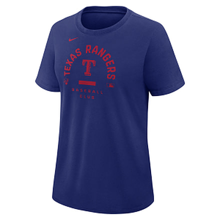 Nike Texas Rangers Authentic Collection Early Work Nike Womens Dri-FIT MLB T-Shirt in Blue 03N847XTER-HXK, Blue, L, female, 1015880413-00198762587614