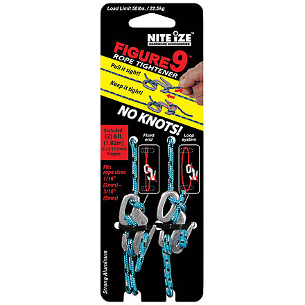 Nite Ize Figure 9 Rope Tightener Tensioning Tool Small Two Pack with Rope