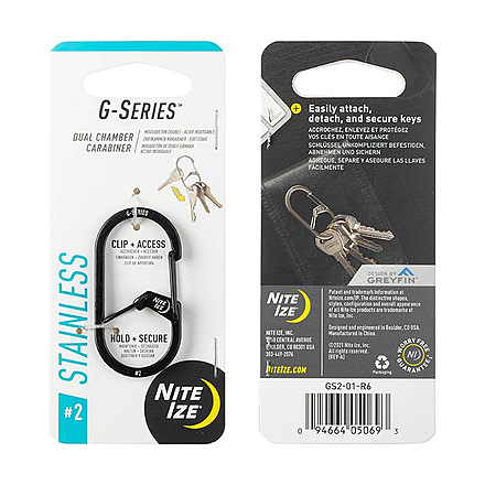 Nite Ize G-Series Dual Chamber Carabiner, Black, #2, GS2-01-R6