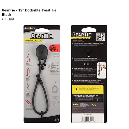 Nite Ize Gear Tie Dockable Twist Tie 12in,Black GLK12-01-R3