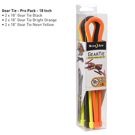 Nite Ize Gear Tie ProPack Rubber Twist Tie,18in,Pack of 6,Assorted GTPP18-A1-R8