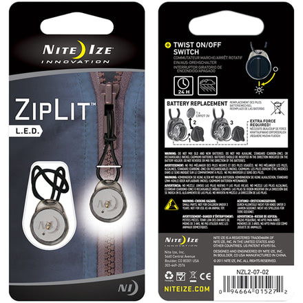 Nite Ize LED Ziplit Zipper Pull Water Resistant Light, 2-Pack - White NZL2-07-02