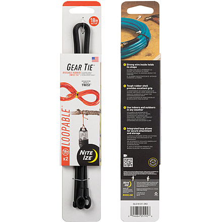 Nite Ize Loopable Twist Gear Tie, 24 in, 2 Pack, Black, GLL24-01-2R3