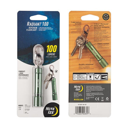 Nite Ize Radiant 100 Keychain Flashlight, Olive, R100F-08-R7