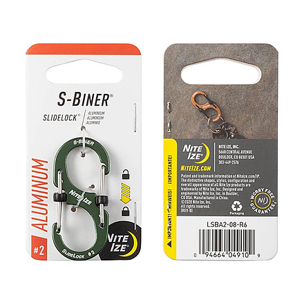 Nite Ize S-Biner SlideLock Aluminum, Olive, #2, LSBA2-08-R6