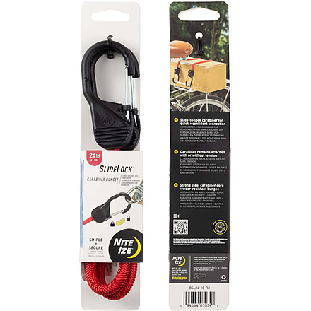 Nite Ize Slidelock Carabiner Bungee, Red - BSL24-10-R3