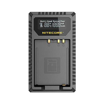 Nitecore FX1 Digital USB Travel Battery Charger for Fujifilm NP-W126 and NP-W126S Batteries, Black, 6952506492657
