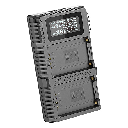 Nitecore FX2 PRO Dual Slot USB Digital Charger for Fujifilm NP-T125 Camera Batteries, Black, 6952506492893