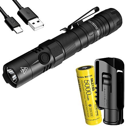 Nitecore MH12 v2 1200 Lumen USB-C Rechargeable Flashlight with 5000mAh Battery, Black, 6952506405985