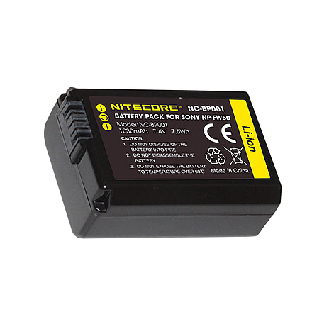Nitecore NC-BP001 Camera Battery Compatible with Sony NP-FW50, Black, 6952506494583