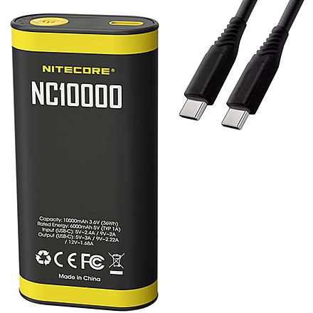 Nitecore NC10000 USB-C QC/PD 10000mAh Outdoor Power Bank, Black, 6952506495429