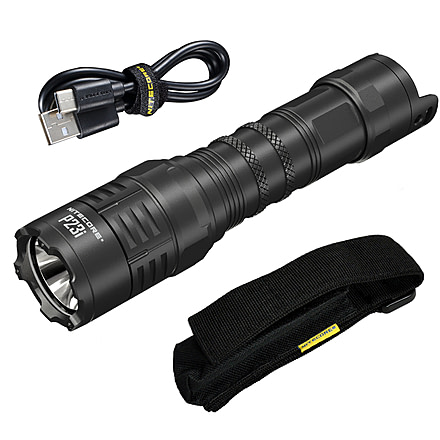 Nitecore P23i Long Range 21700 Tactical Led Rechargeable Flashlight, 3000 Lumens, USB-C, Black, FL-NITE-P23i
