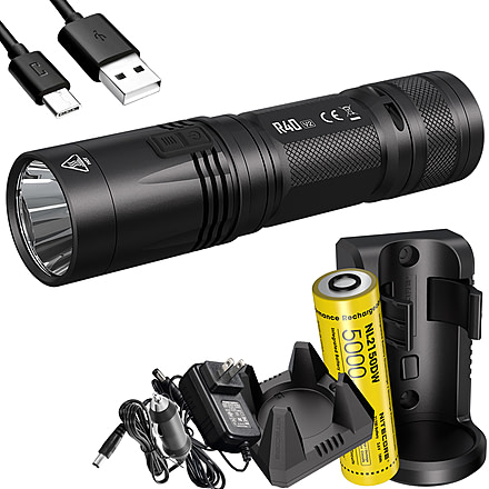 Nitecore R40 v2 1200 Lumen Rechargeable Flashlight Kit, Black, 6952506405992