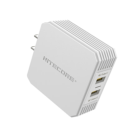 Nitecore UA42Q 2-Port Quick Charge USB 2.0 & 3.0 Adapter, Silver, 6952506493067