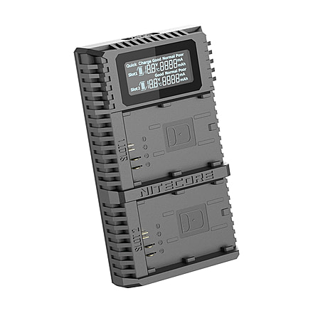 Nitecore UCN2 Pro Dual-Slot Fast Digital USB Charger for Canon LP-E6N Camera Batteries, Black, 6952506492855