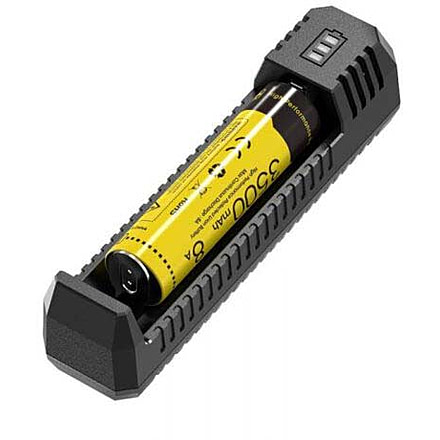 Nitecore UI1 Single-Slot Intelligent USB Lithium-ion Battery Charger for 18650, 18350, 20700, 21700, Black, 6952506492916