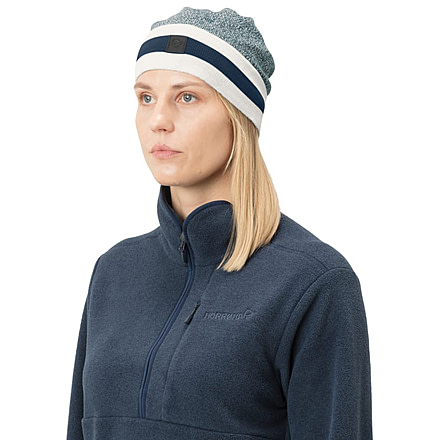 Norrona /29 Marl Knit Stripe Wool Beanie, North Atlantic, One Size, 7042698463494