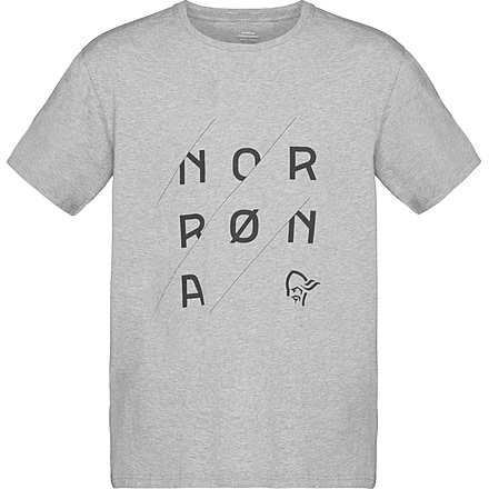 Norrona Cotton Slant Logo T-Shirt - Mens, Grey Melange, Extra Large, 3415-21-8870-XL