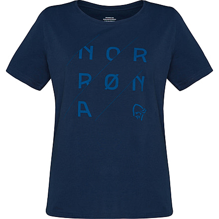 Norrona Cotton Slant Logo T-Shirt - Womens, Indigo Night, Small, 3420-21-2295-S