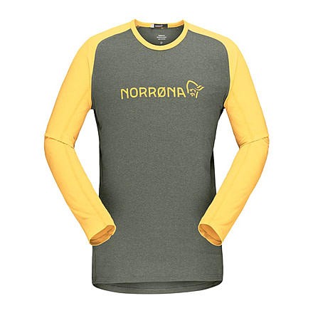 Norrona Fjr Equaliser Lightweight Long Sleeve - Mens, Olive Night/Lemon Chrome, Small, 7042698437310