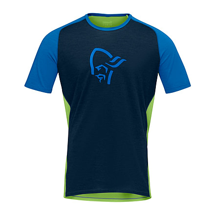 Norrona Fjr Wool T-Shirt - Mens, Indigo Night/Foliage, Medium, 7042698425553