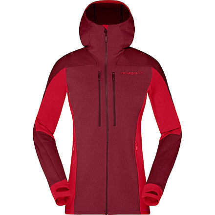 Norrona Trollveggen Powerstretch Pro Zip Hood - Womens, True Red, Extra Small, 1627-19-1105-XS