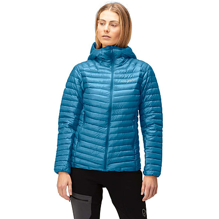 Norrona Trollveggen Superlight Down 850 Hooded Jacket - Women's, Hawaiian Surf, Small, 1621-22 6610 S