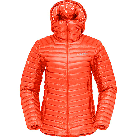 Norrona Trollveggen Superlight Down850 Hood Jacket - Womens, Orange Alert, Extra Small, 1621-22-5620-XS