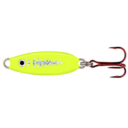 Northland Forage Minnow Spoon, 1/Card, 1/32Oz, #14 Hook Super-Glo Exo Chartreuse, FMS1-1013