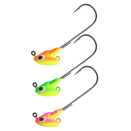Northland Stand Up Fire Ball Long Shank Jig, 1/4 oz Number 2/0 Long Shank Hook, Assorted Tri Tones, 3 Card, FBSLS4-3-99T