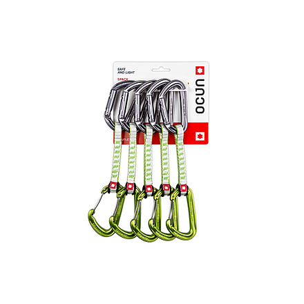 Ocun Hawk QD Combi DYN 11mm Sport Climbing Quickdraw Set, 10cm 5-Pack, Green, 4077-Green