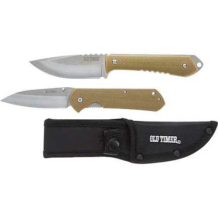 Old Timer Knife 2-pack Fixed/ Folder Combo W/1 Sheath Pq3