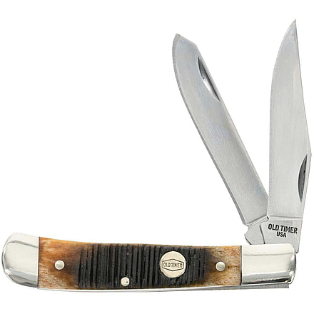 Old Timer Trapper 94OTG 2.3in Folding Knife, 1095 HC Steel Blade, Chestnut Bone Handle, 1137134