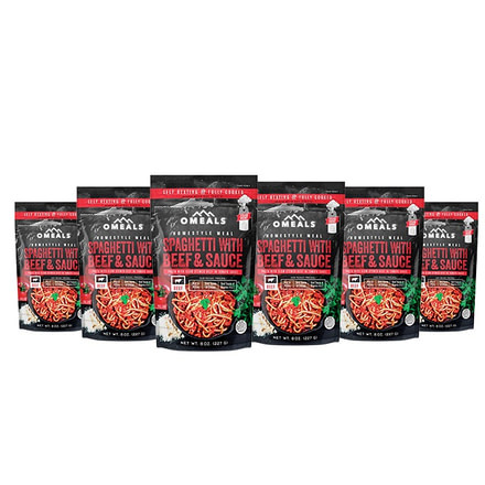 Omeals Spaghetti with Beef and Sauce, 6 pack, 7.5 inches x 2 inches x 10.75 inches OMEM6X6