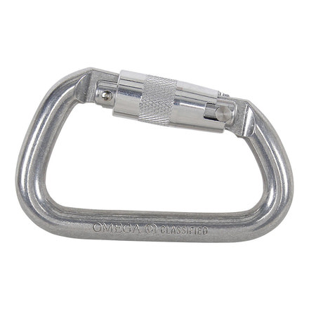 Omega Pacific Modified D 1/2in Aluminum NFPA Quik-Lok Carabiner, Gray 45158.01.100