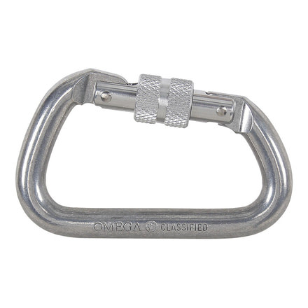 Omega Pacific Modified D 1/2in Aluminum Screw-Lok Carabiner, Gray 45150.01.100