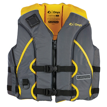 Onyx Outdoor All Adventure Shoal Life Jacket - Adult S/M - Yellow/Grey 73384