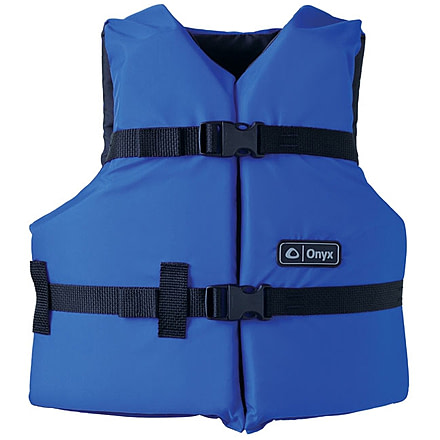 ONYX Universal General Purpose Life Vest, for Adult, Nylon, Foam, Black, Blue, 103000-500-002-12