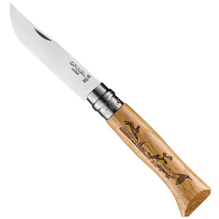 Opinel Animalia Hare Folding Knive Num.8, 3.35in, w/ Virobloc, 12C27 Sandvik SS, Oak Handle, Wood, 002333