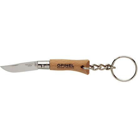 Opinel Keychain Folding Knife No.2, 1.38in, 12C27 Sandvik SS, Beechwood Handle, Wood, 000065