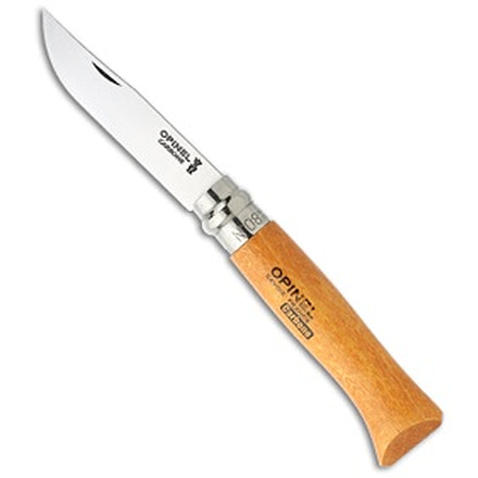 Opinel Opinel Knives No. 8 Carbon Steel Knife Beech Wood 3.25" Satin, Wood, High Carbon Steel, adult, BHQ-14346
