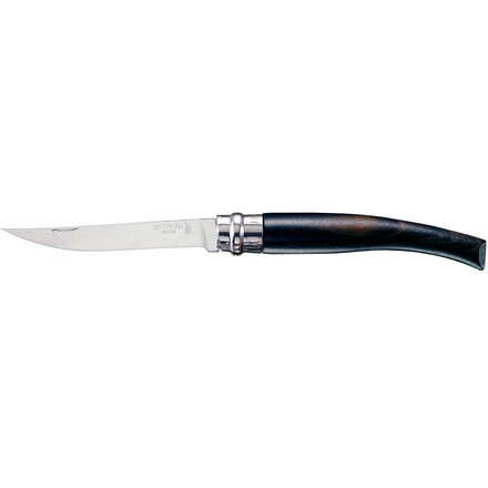 Opinel Slim Ebony Folding Knife No.10, 4in, Stainless Steel, Standard Edge, Mirror Polish, Black Handle, 001708