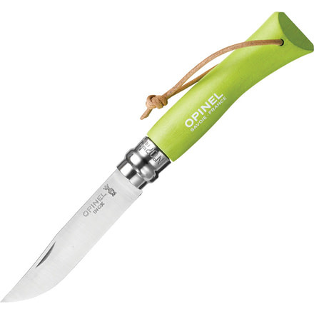 Opinel Trekking No 7 Green Folding Knife,3in,Stainless Steel,Green,Dyed Wood Handle OP01442