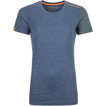Ortovox 185 RockNWool Short Sleeve - Womens, Night Blue Blend, Large, 8414100064